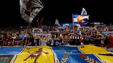 Colorado Rapids fans cheer prior to a match against Seattle Sounders FC at Dick's Sporting Goods Park. Mandatory Credit: Isaiah J. Downing-Imagn Images
